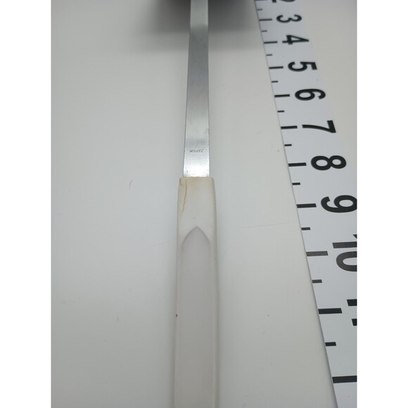 Vtg Stainless Steel Kitchen Utensils Short Spatula Slotted Spoon Blue Gold Crown - Picture 3 of 13